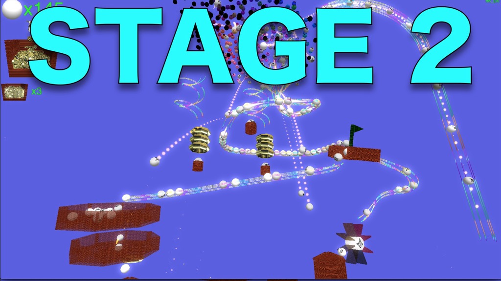 RogaBall stage 2: spreading ball trails with targets on the lower deck