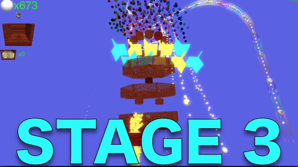 RogaBall stage 3: yellow fin-shaped targets across the centre