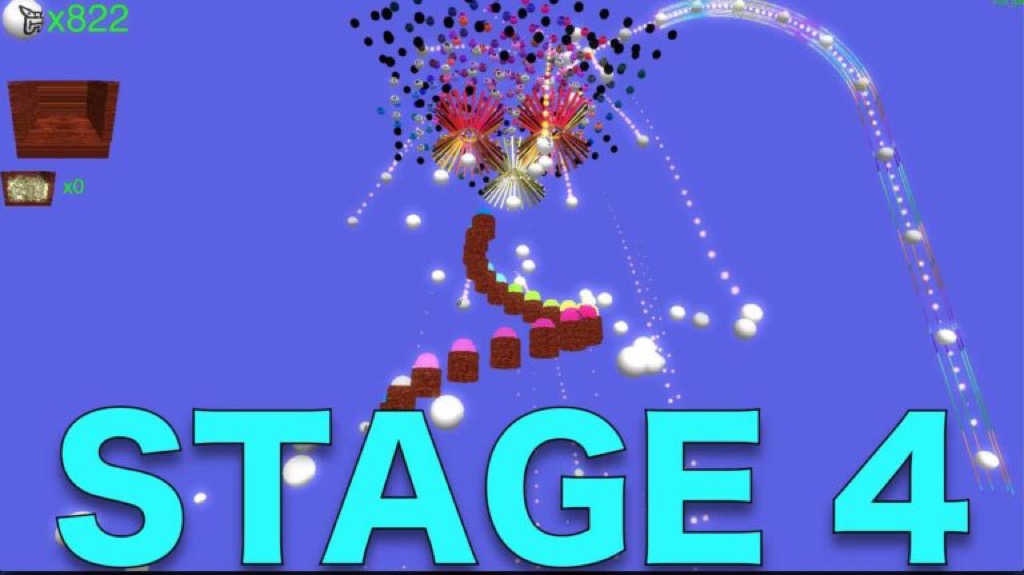 RogaBall stage 4: a red firework-like hit effect